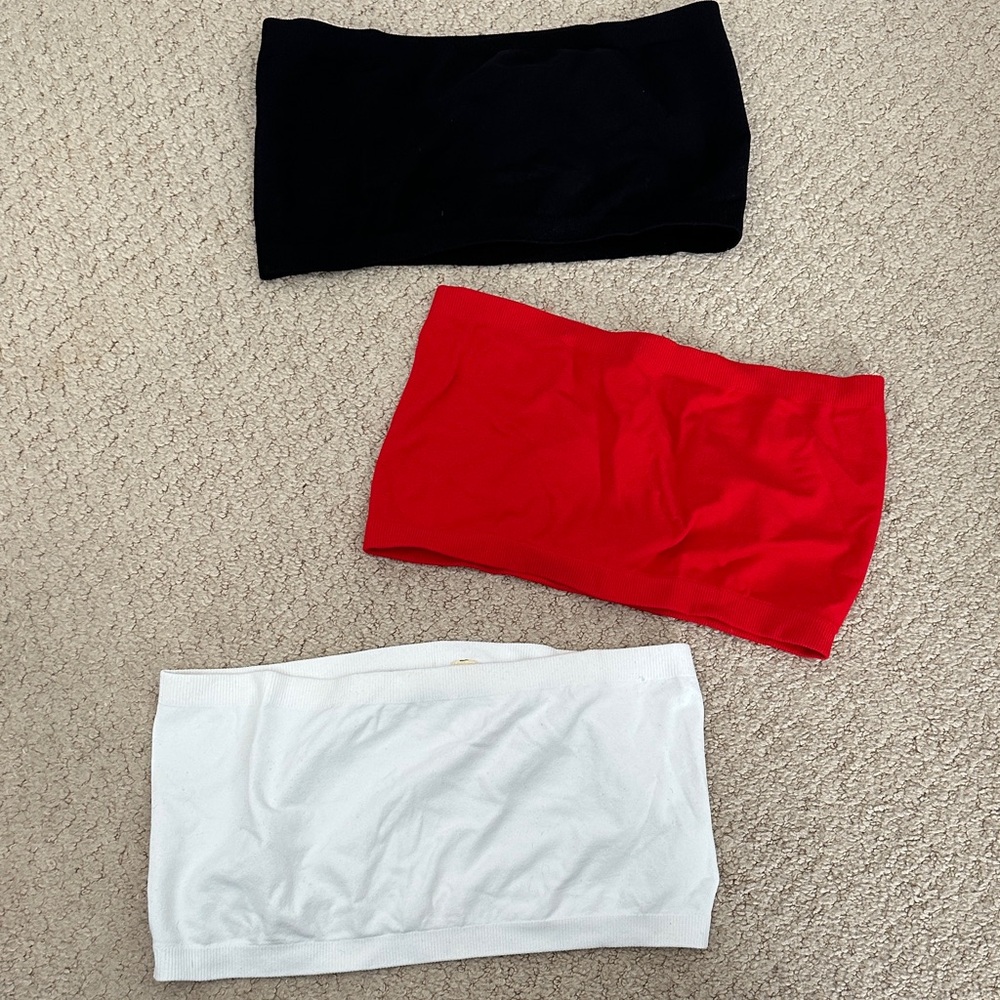 Stylish Women's Bandeau Set in Black, Red, and White